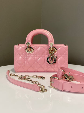 Open image in slideshow, Dior Lady D Joy Bag Pink Pearly Patent