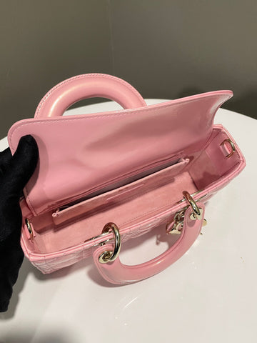Open image in slideshow, Dior Lady D Joy Bag Pink Pearly Patent