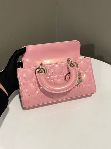 Open image in slideshow, Dior Lady D Joy Bag Pink Pearly Patent