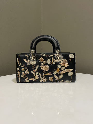 Open image in slideshow, Dior Lady D Joy Bag Black 3D Embroidered Ombres Florales