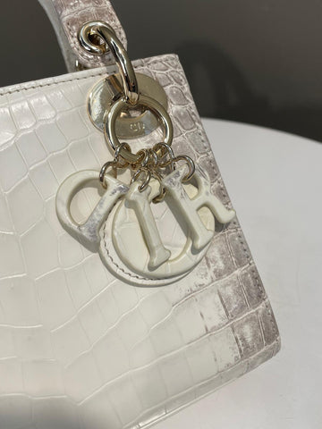 Open image in slideshow, Dior Lady Dior Mini Himalaya Crocodile Niloticus