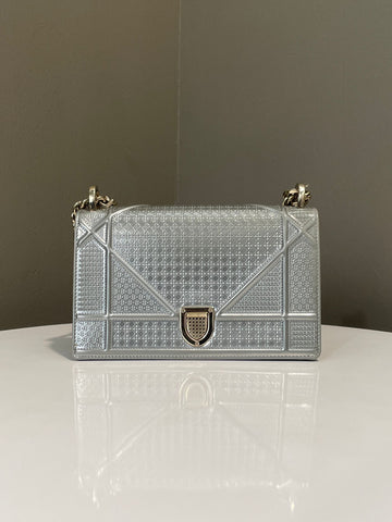 Open image in slideshow, Dior Diorama Bag Metallic Silver