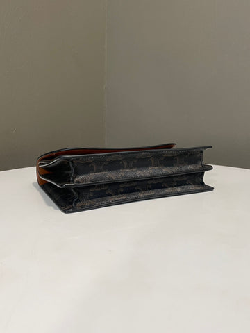 Open image in slideshow, Celine Wallet on Strap Triomphe Canvas / Tan Lambskin