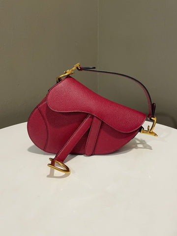 Open image in slideshow, Dior Mini Saddle Bag Deep Red Epsom Grainy Leather