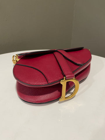 Open image in slideshow, Dior Mini Saddle Bag Deep Red Epsom Grainy Leather