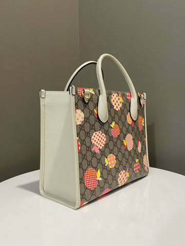 Open image in slideshow, Gucci GG Supreme Les Pommes Small Tote Beige GG Supreme Canvas