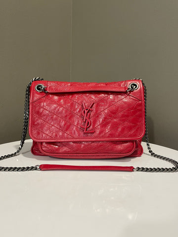 Open image in slideshow, Saint Laurent Nikki Bag Lipstick Red Aged Calfskin