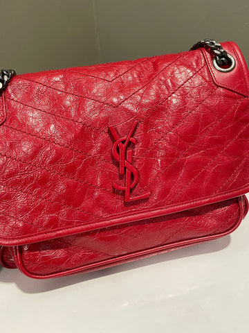 Open image in slideshow, Saint Laurent Nikki Bag Lipstick Red Aged Calfskin