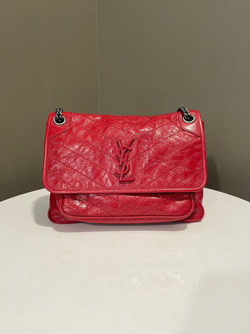 Open image in slideshow, Saint Laurent Nikki Bag Lipstick Red Aged Calfskin