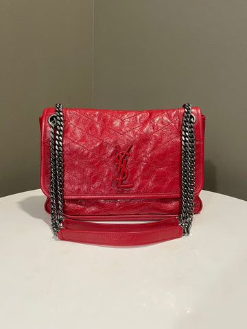 Open image in slideshow, Saint Laurent Nikki Bag Lipstick Red Aged Calfskin