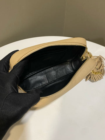 Open image in slideshow, Saint Laurent Mini Lou Camera Bag Dark Beige Grainy Calfskin
