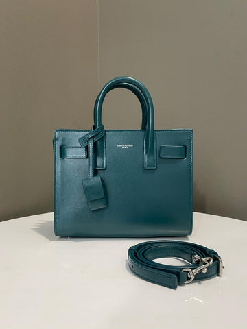 Open image in slideshow, Saint Laurent Nano Sac De Jour Tote Bag Forest Green