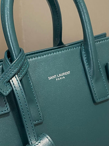 Open image in slideshow, Saint Laurent Nano Sac De Jour Tote Bag Forest Green