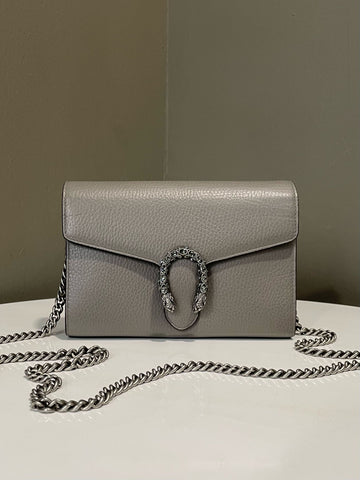 Open image in slideshow, Gucci Dionysus Mini Bag Dark Grey Grained Leather