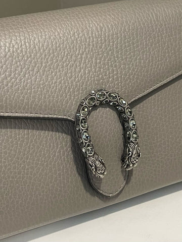 Open image in slideshow, Gucci Dionysus Mini Bag Dark Grey Grained Leather