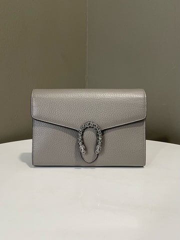 Open image in slideshow, Gucci Dionysus Mini Bag Dark Grey Grained Leather
