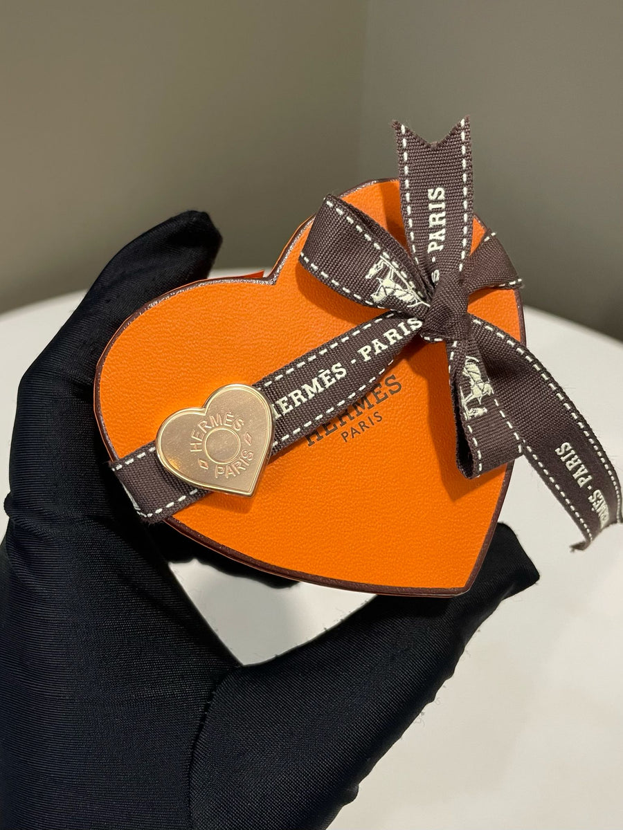 Hermes Mini Coeur Heart Twilly Ring Rose Gold Plated Brass