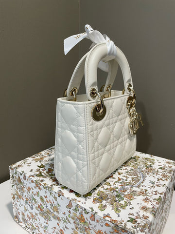 Open image in slideshow, Dior Lady Dior Mini White Lambskin