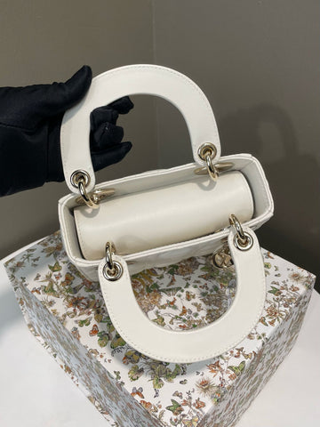 Open image in slideshow, Dior Lady Dior Mini White Lambskin