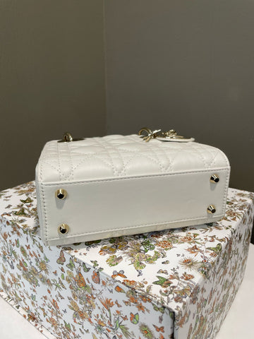 Open image in slideshow, Dior Lady Dior Mini White Lambskin