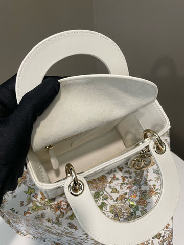 Open image in slideshow, Dior Lady Dior Mini White Lambskin