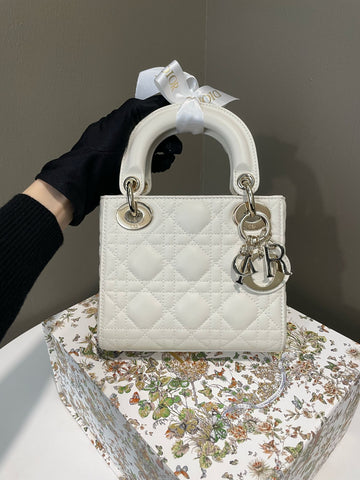 Open image in slideshow, Dior Lady Dior Mini White Lambskin