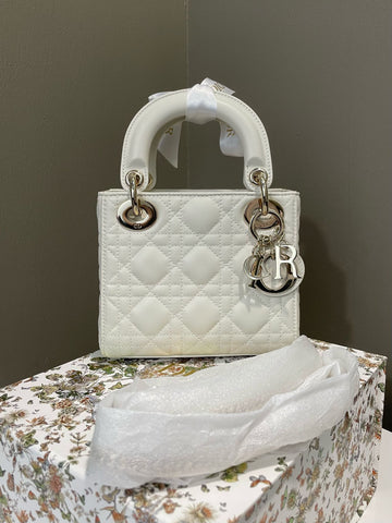 Open image in slideshow, Dior Lady Dior Mini White Lambskin