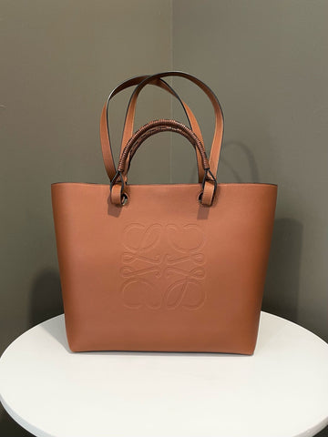 Open image in slideshow, Loewe Anagram Tote Bag Tan Brown Grained Calfskin