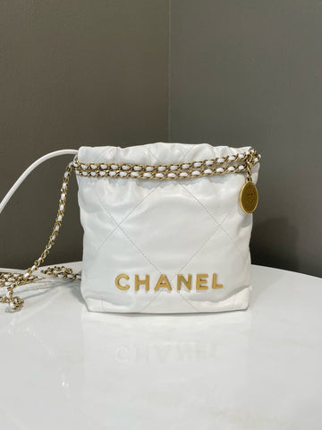 Open image in slideshow, Chanel 22 Mini White Calfskin