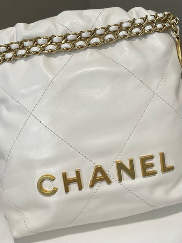 Open image in slideshow, Chanel 22 Mini White Calfskin