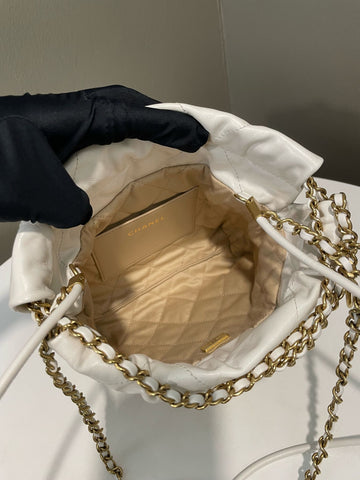 Open image in slideshow, Chanel 22 Mini White Calfskin