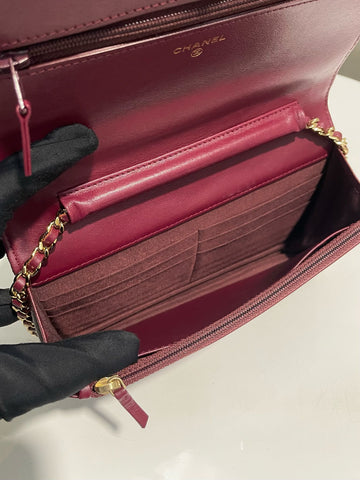 Open image in slideshow, Chanel Metier D’art Wallet On Chain Burgundy