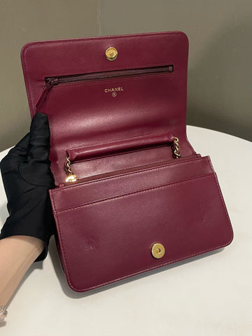Open image in slideshow, Chanel Metier D’art Wallet On Chain Burgundy