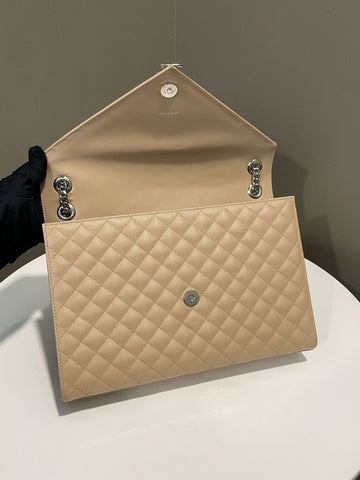 Open image in slideshow, Saint Laurent Envelope Bag Beige Caviar Leather