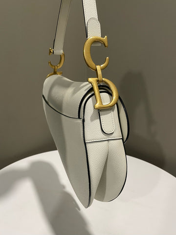 Open image in slideshow, Dior Saddle Bag with Strap Latte Grained Calfskin