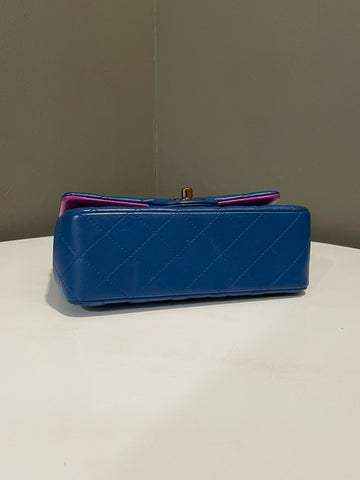 Open image in slideshow, Chanel 21P Quilted Mini Rectangular Blue Lambskin