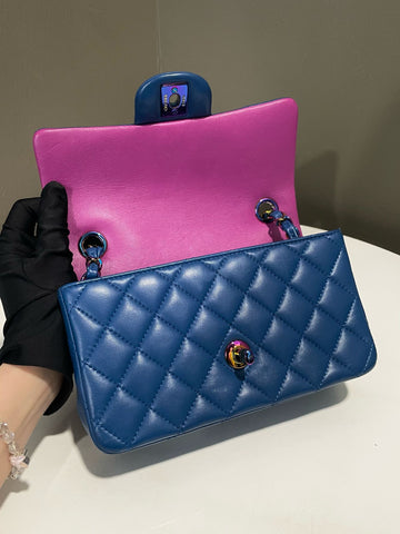Open image in slideshow, Chanel 21P Quilted Mini Rectangular Blue Lambskin