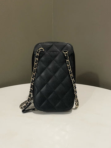 Open image in slideshow, Chanel Quilted Vertical Phone Chain Black Caviar