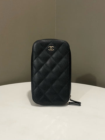 Open image in slideshow, Chanel Quilted Vertical Phone Chain Black Caviar