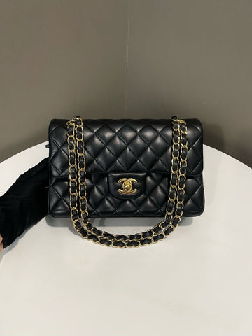 Open image in slideshow, Chanel Classic Quilted Small Double Flap Black Lambskin