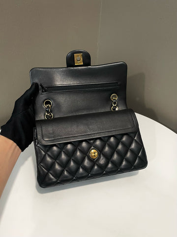 Open image in slideshow, Chanel Classic Quilted Small Double Flap Black Lambskin