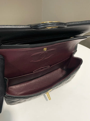 Open image in slideshow, Chanel Classic Quilted Small Double Flap Black Lambskin