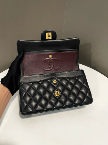 Open image in slideshow, Chanel Classic Quilted Small Double Flap Black Lambskin