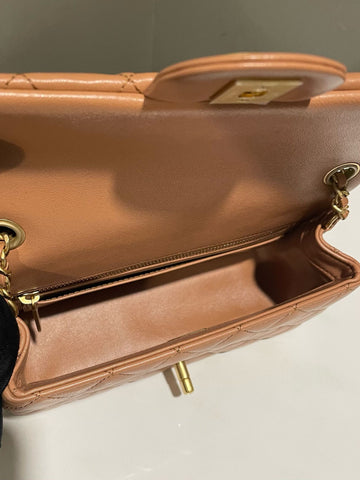 Open image in slideshow, Chanel Quilted Pearl Crush Mini Rectangular Caramel Lambskin