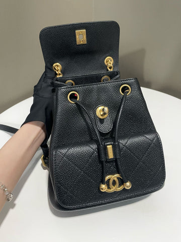 Open image in slideshow, Chanel CC Quilted Backpack Black Caviar