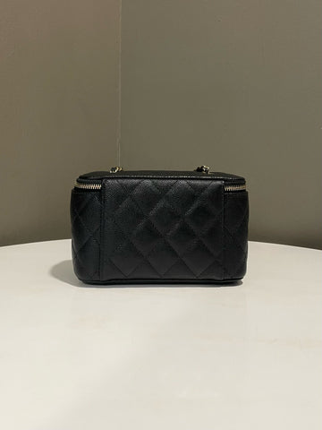 Open image in slideshow, Chanel 21C Quilted Vanity Rectangular Bag Black Caviar