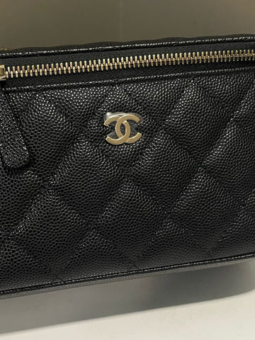 Open image in slideshow, Chanel 21C Quilted Vanity Rectangular Bag Black Caviar