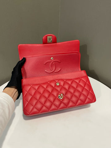 Open image in slideshow, Chanel Classic Quilted Medium Double Flap Red Lambskin