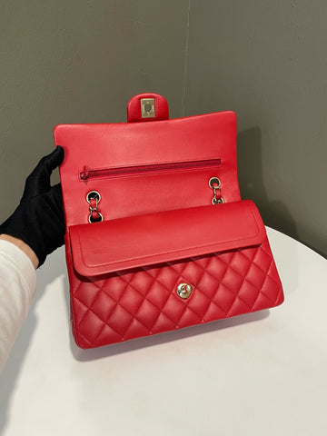 Open image in slideshow, Chanel Classic Quilted Medium Double Flap Red Lambskin