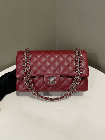 Open image in slideshow, Chanel Classic Quilted Medium Double Flap Burgundy Caviar